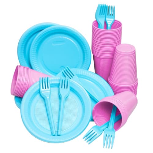 Kit Descartáveis Festa de Aniversário Econômico 50 Pessoas Diversas Cores - Tik Tik