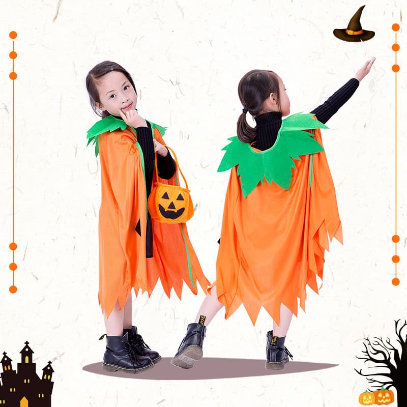 Fantasia de abóbora de Halloween infantil, capa de abóbora para dramatização wy