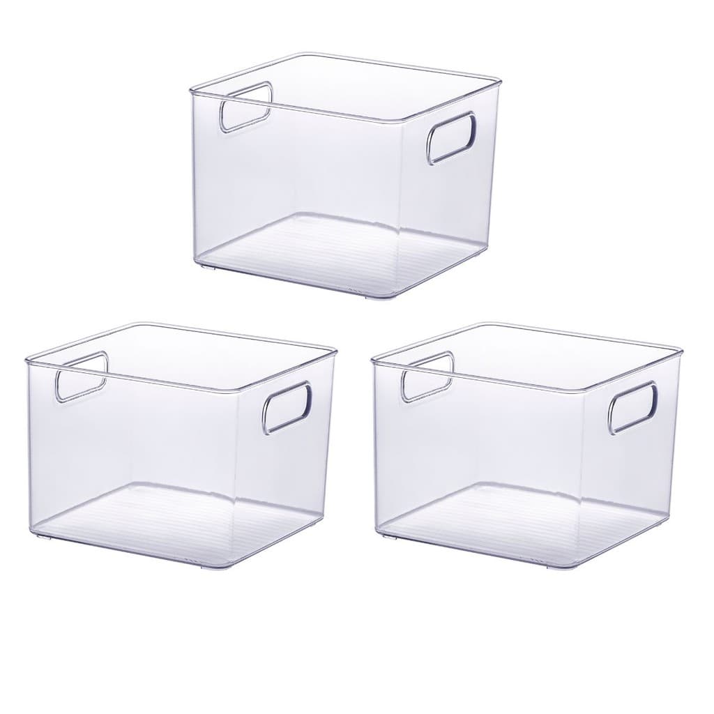 Organizador Geladeira Cozinha Acrílico 20x20x15 Cm Kit 3 Un Cor Transparente