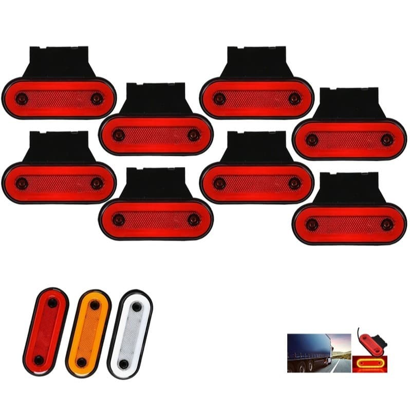 8 LANTERNA LED SINALIZADOR CAMINHÃO LATERAL POSIÇÃO C/ SUPORTE FLEXIVEL LUZ LED DELIMITADORA