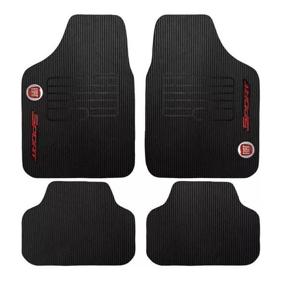 Kit Jogo Tapete Carro Borracha Universal Pvc  com 4 Peças Preto