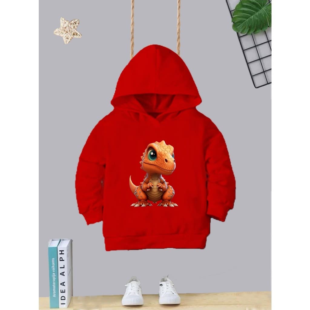 Blusa De Frio Moletom Bolso Canguru Com Capuz Varias Cores Estampa Legal Quentinho Flanelado Dino Baby Laranja