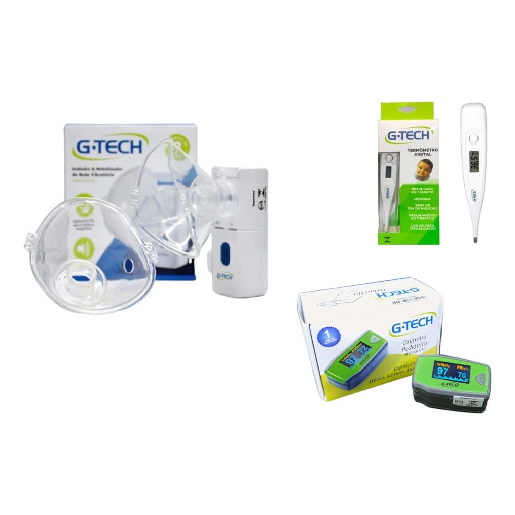 Kit Saúde Infantil Nebulizador + Oximetro Infantil + Termometro Digital Axilar
