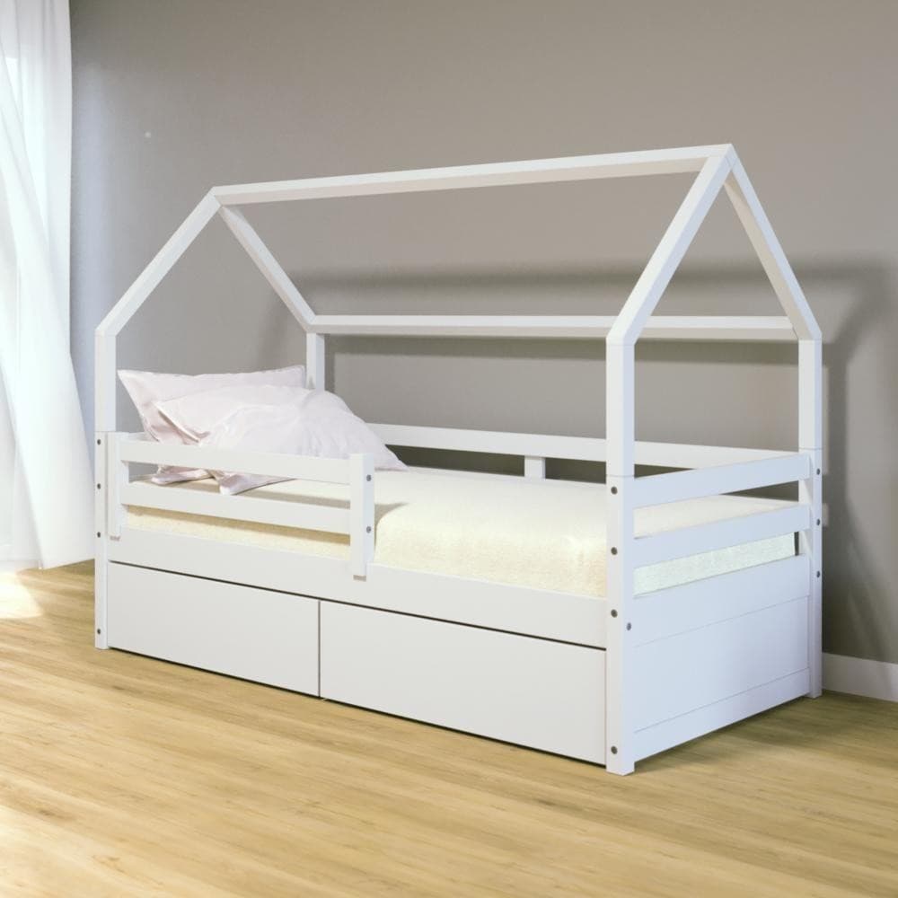 Cama Casinha Slim RB Gavetas Grade Proteção Branco