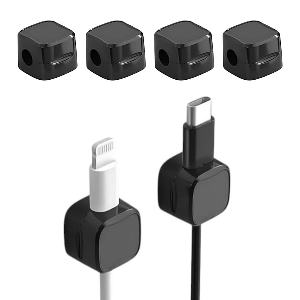 Kit 4 Organizador De Fios E Cabos De Plástico Com Adesivo