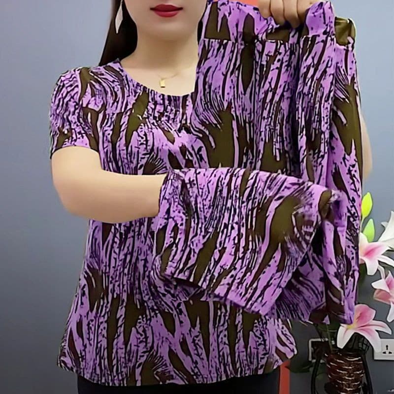 Conjunto elegante respirável de seda gelada leve, mãe de meia-idade, Casual, dois conjuntos, Slim-