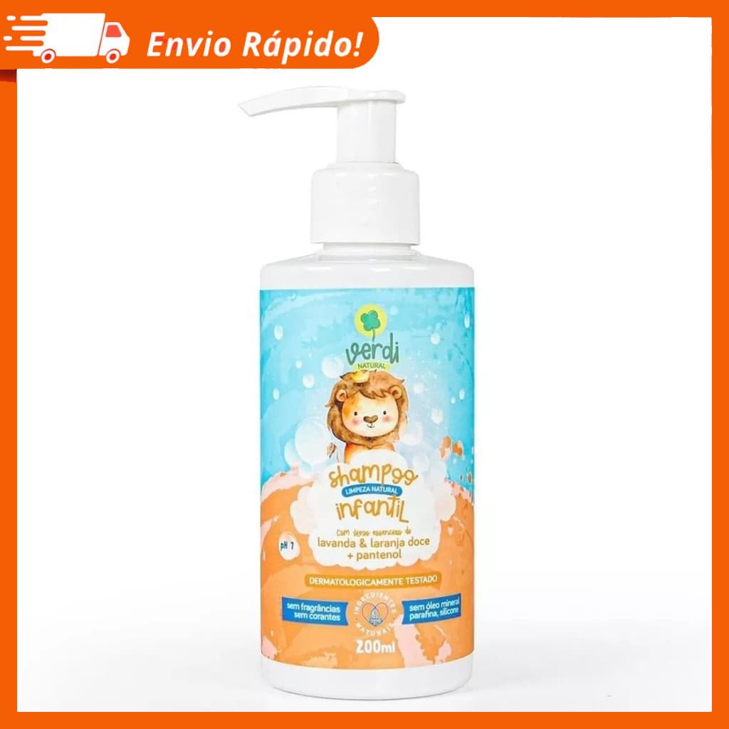 Shampoo Infantil 100% Natural Lavanda e Laranja Doce e Extrato de Camomila - Verdi Natural