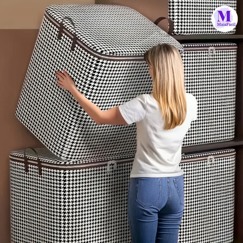 Caixa de Armazenamento Resistente para Edredons, Mantas e Têxteis – KIT 100L/140L/180L