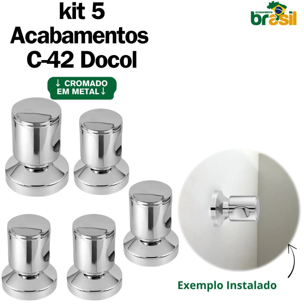 Acabamento Registro metal Pressão/Gaveta C42 padrão Docol 1/2, 3/4 Metal Chuveiro Kit 5 acabamentos