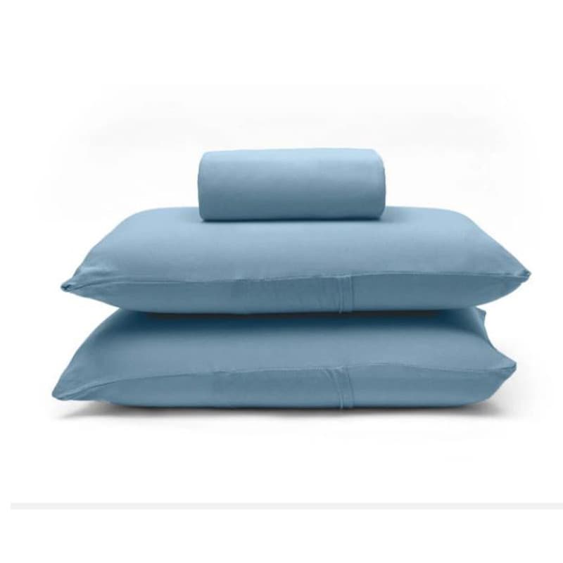 Jogo de Cama Buettner Casal Malha 100% Algodão Basic Liso 3 Peças Jeans