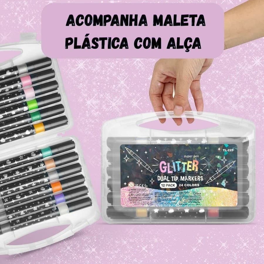 Marcadores com glitter, canetas com glitter, faça seu trabalho brilhar