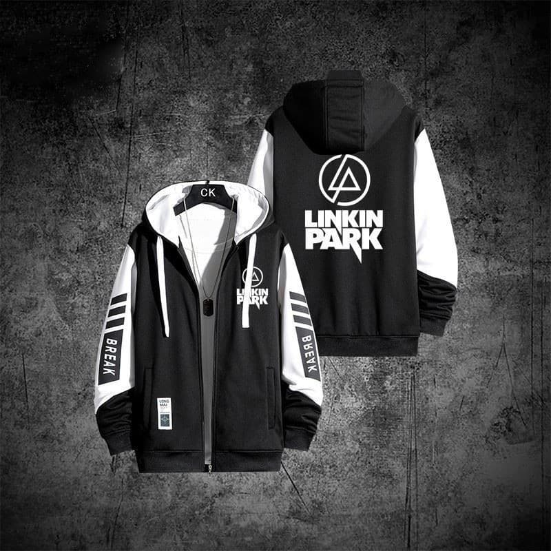 Linkin Park Linkin Park Linkin Park Música Rock Moletom com Zíper Cardigã Jaqueta Casaco E02Q