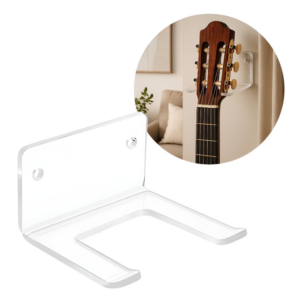 Gancho Violão Parede Fixação Ukulele Guitarra Cavaco Trava Pratico Minimalista Acrílico