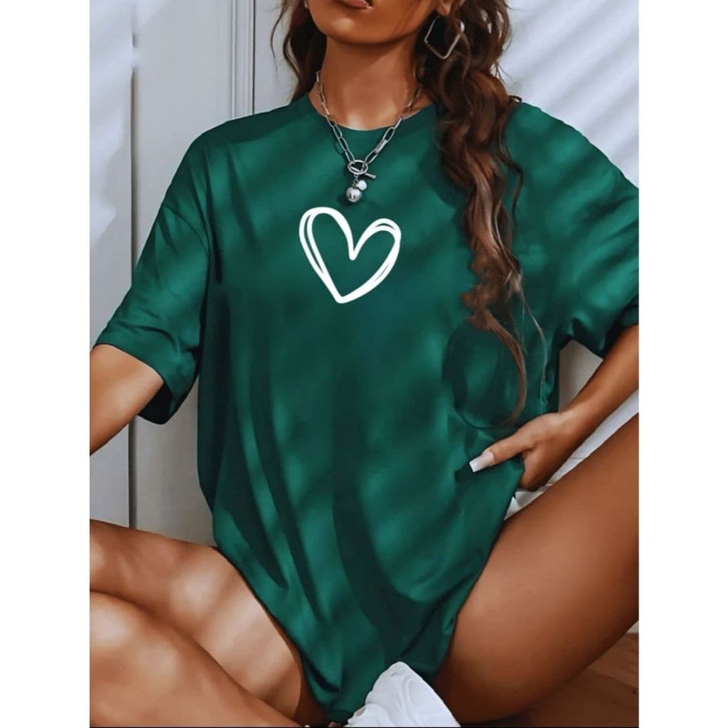 Camisa Camiseta Feminina Básico Algodão premium Coração