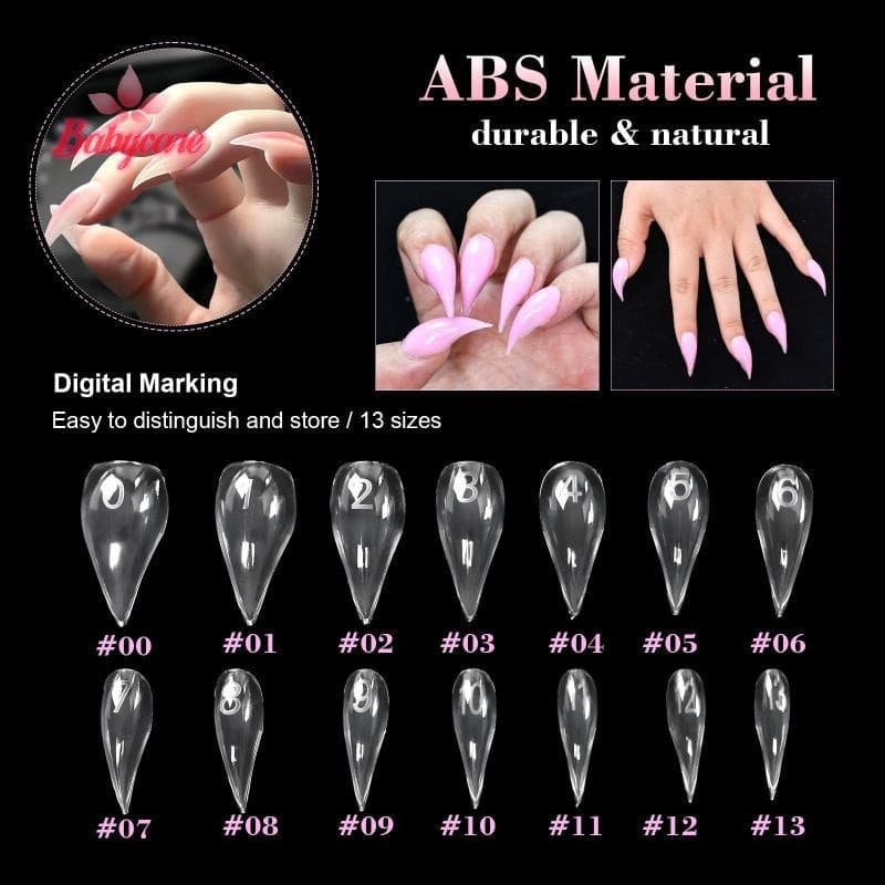 BYCE > 140 Pçs/Caixa Curto Curvado Stiletto Prego Forma Dupla Para Extensão De Unhas De Garra 3D Escultural Acrílico Mol