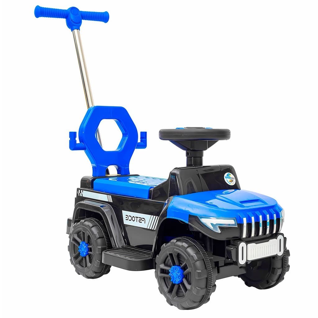 Quadriciclo Carrinho Infantil Empurrador Andador Azul Com Luzes E Haste Dirigível