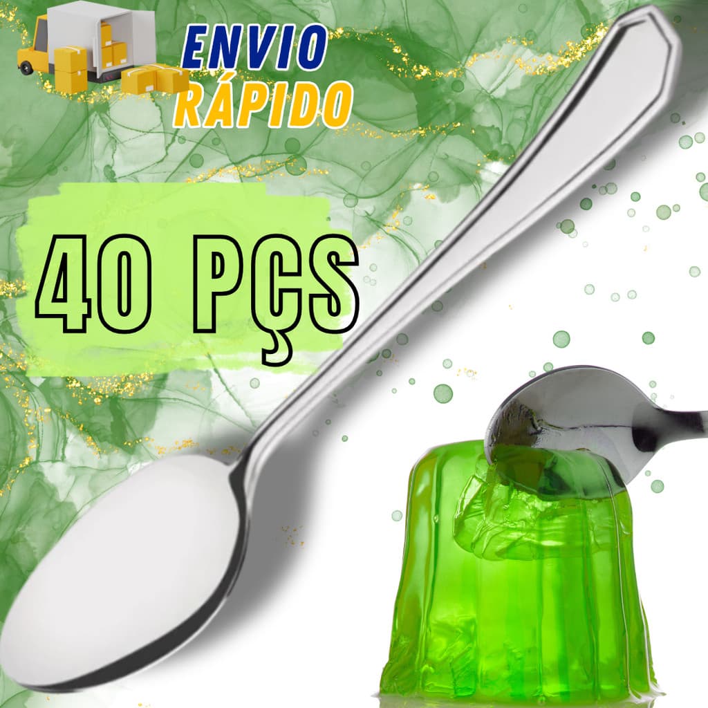 Jogo Com 40 Colheres Sobremesa Em Inox Kit Completo Para Doces Bolos Conjunto Para Restaurante Hotel