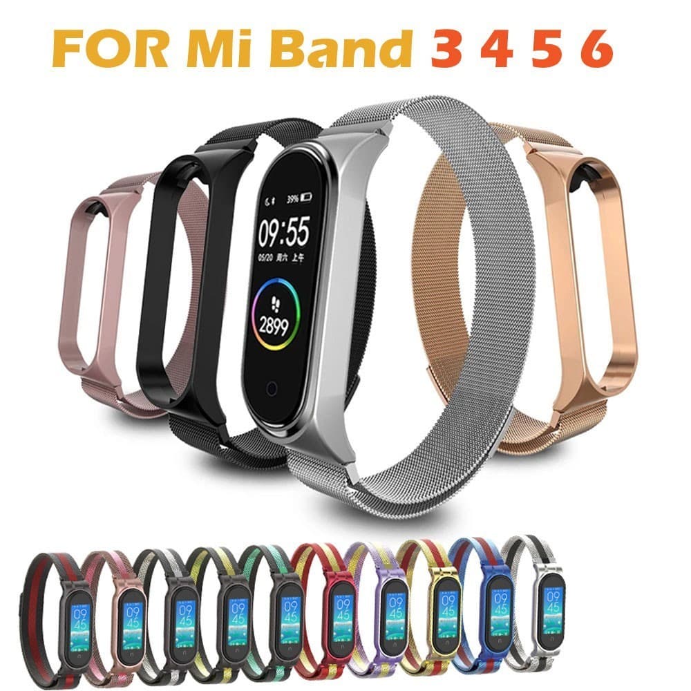 kit 2 Mi Band 10  9  8  7 Cinta 6/5/ Correia Pulseira De Substituição Magnética De Aço Inoxidável Milanesa