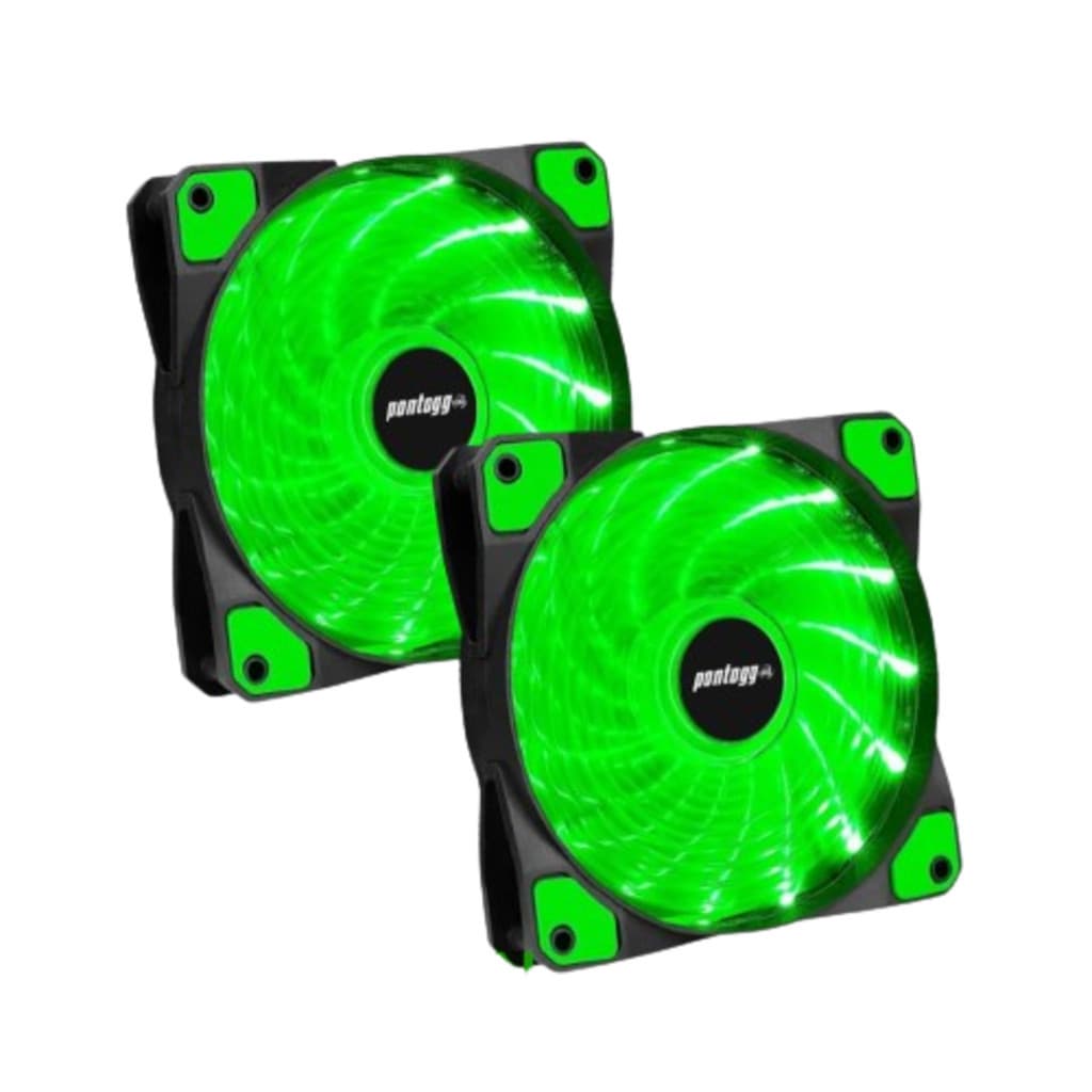 Kit 2 Cooler Fan High Quality Verde 16 Leds Para Gabinete 120mm x 120mm