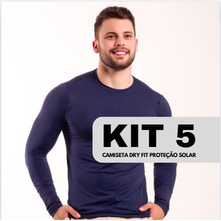 Kit 5 Camisas Proteção Solar Uv 50 Segunda Pele Dry Fit Camiseta Térmica Masculina Tecido Gelado P M G GG XGG