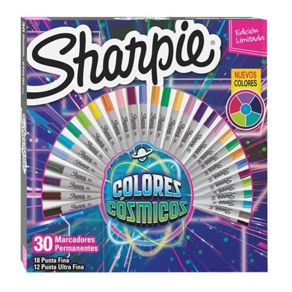 Kit Caneta Marcador Permanente Sharpie Ponta Fina c/ 30 Cores