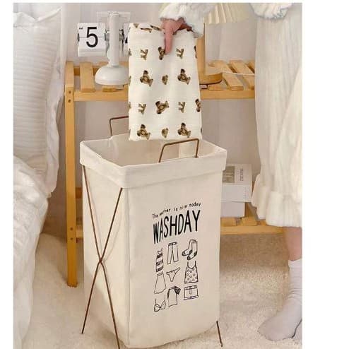 Cesto De Roupa Dobravel Multiuso Organizador Quarto Sala Banheiro Lavanderia Com Suporte Em X Bolsa Removivel E Alça