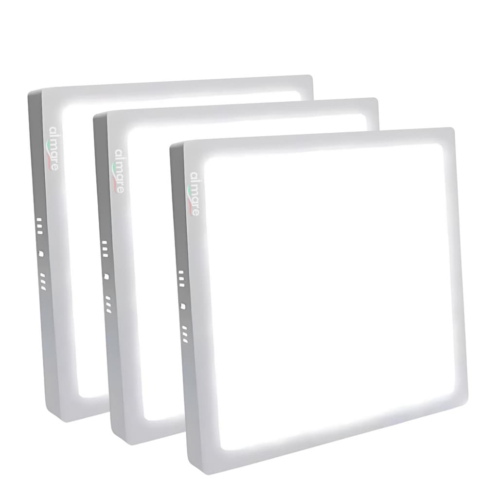 Kit 3 Painel Plafon Sobrepor Led 24w Quadrado Bivolt - Branco Frio 6500k