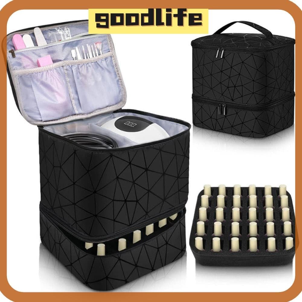 Bolsa De Manicure GOODLIVE , Organizador De Unhas De Nylon PU De 30 Grades , Com Alça Organizadora De Cosméticos