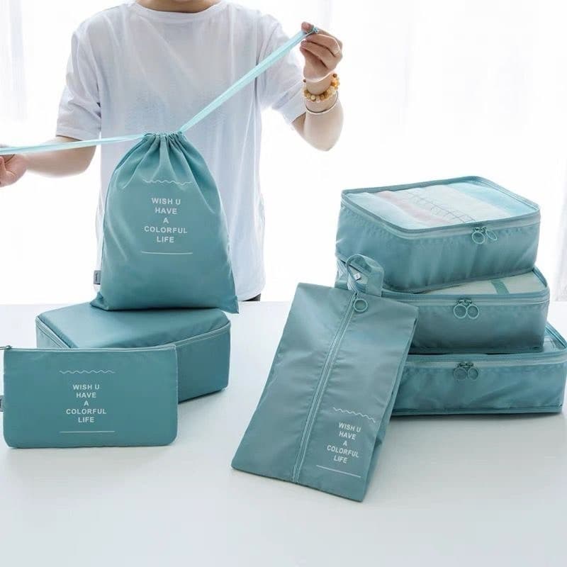 Kit 7 Pecas Bolsa Organizadoras Para Mala Roupas Bagagem Viagem Pronto Entregar