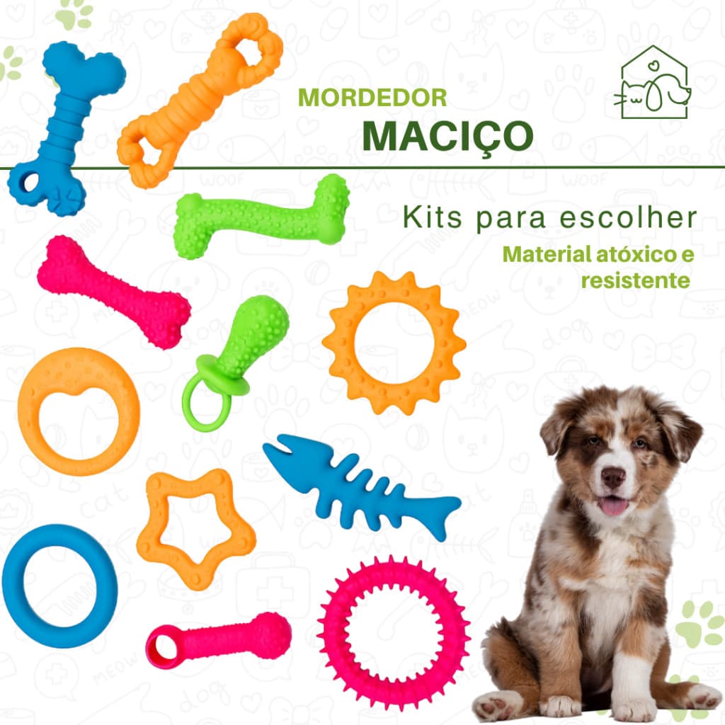 Mordedor Atóxico para Cachorros Filhotes e Adultos Ajuda a Limpar os Dentes