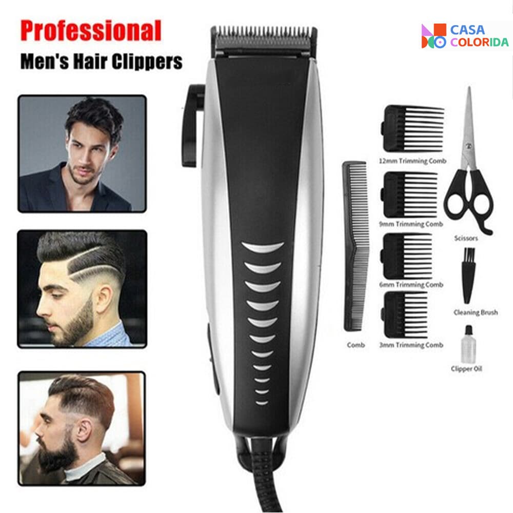 Máquina De Corte De Cabelo Profissional , Aparador De Barba , Acabamento 9 Peças , Elétrico , 110V