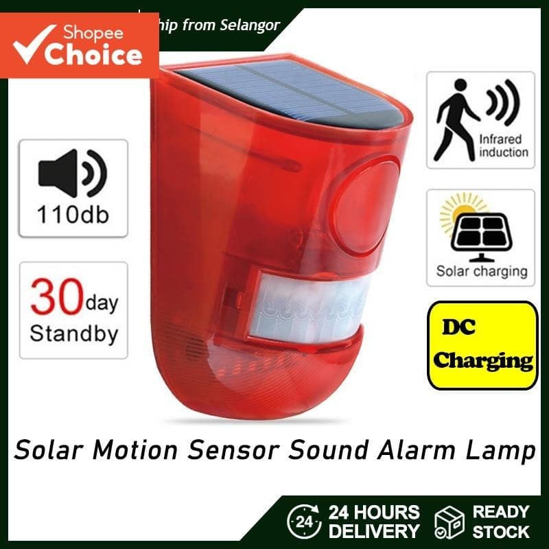 Alerta De Som Solar Flash Aviso E Luz Alarme Sensor Movimento Sirene Strobe Sistema Segurança Fazenda