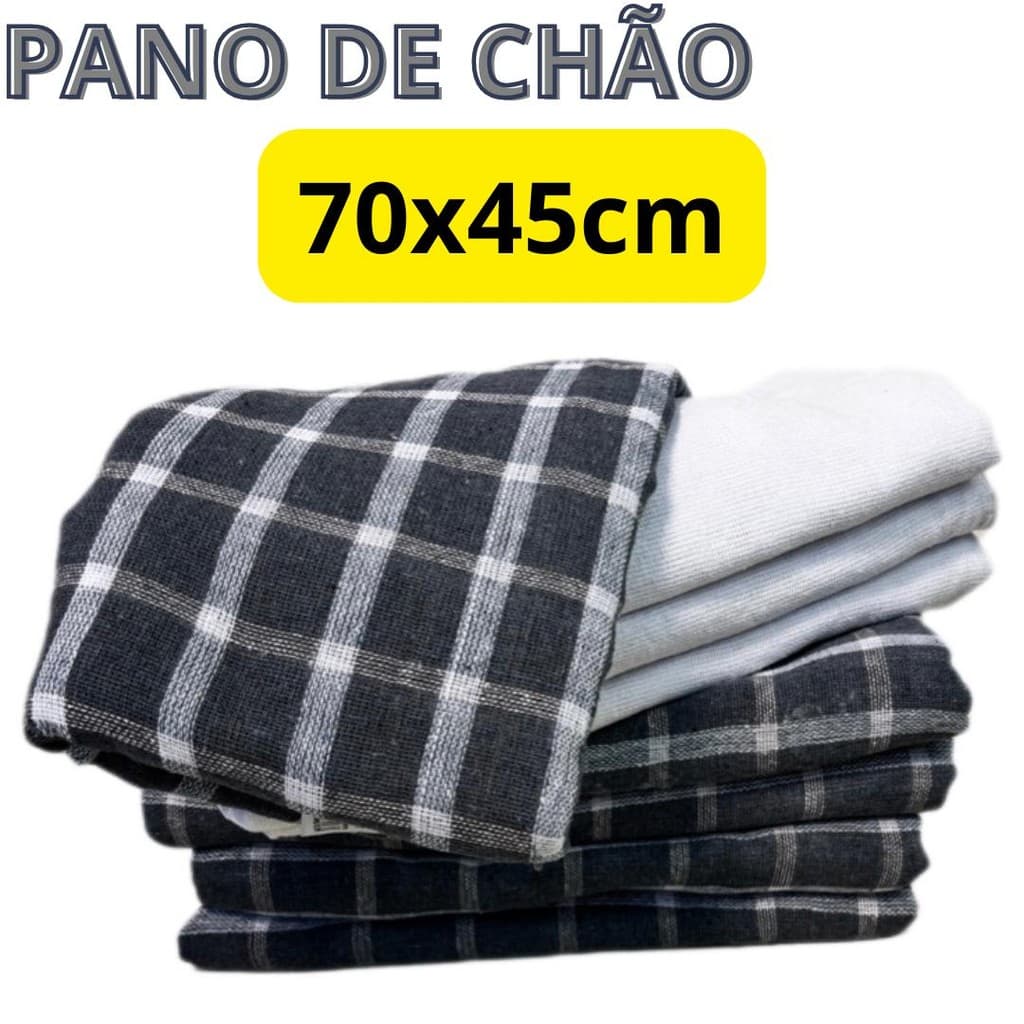 Pano de Limpeza para o Chão Extra Grande 70x45cm Xadrez\Branco Multiuso Eficiente Tecido de Algodão Duplo Alta Absorção