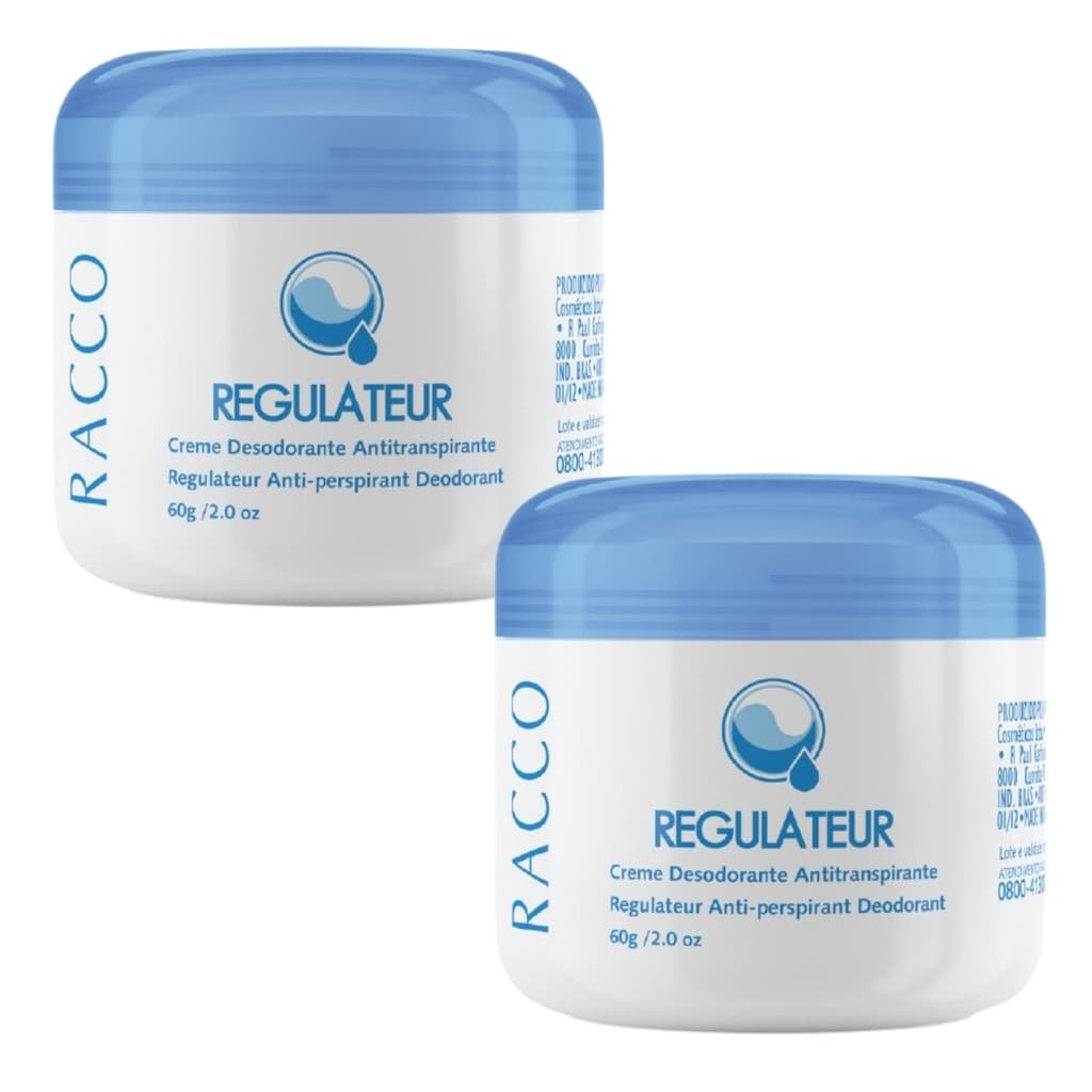 2 Desodorante Regulateur Antitranspirante Creme Potinho Pomada Anti Odor Original Unissex 60g-Racco