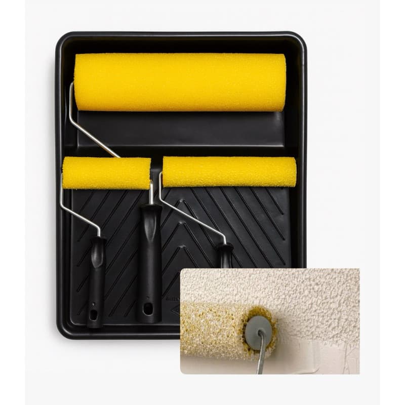 Kit Rolo P/ Textura Fina 23cm/15cm/9cm C/ Suportes e Bandeja