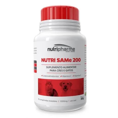 Nutri Same 200 Nutripharme 1000mg 30 Comprimidos | Suplemento Hepático Pet