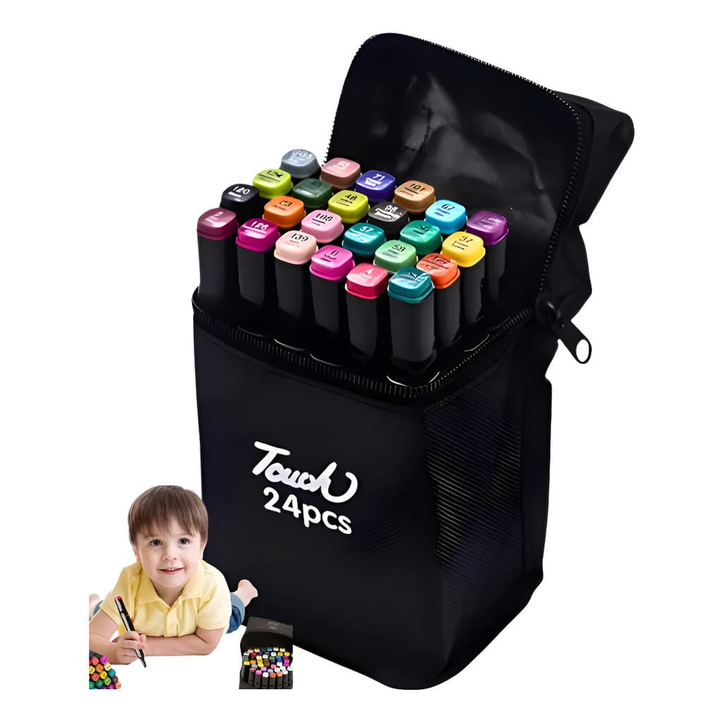 Canetinha Marcadores Profissional 24 Cores Permanente Grossa Touch