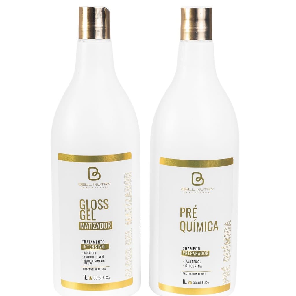 Kit Gel Progressivo Matizador Para Cabelos loiros e Shampoo 1L Com Colágeno e Açaí | Bell Nutry