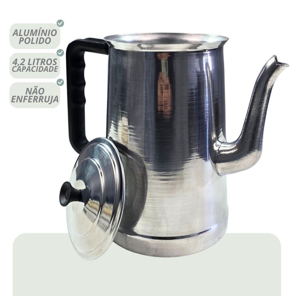 Bule de Alumínio 4,1 Litros grande com Cabo Plástico multiuso chá café bebidas hotel bule grande