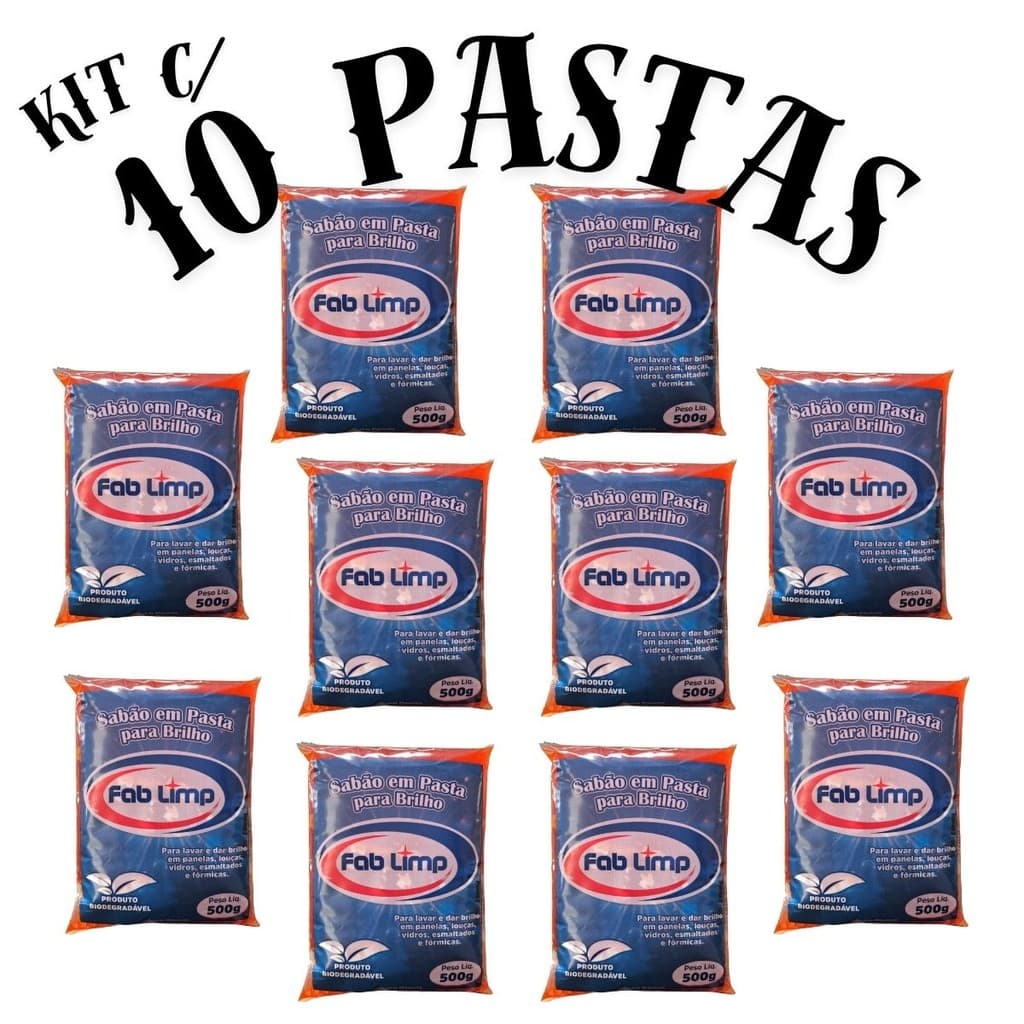 PASTA DE BRILHO FAB LIMP 500G KIT C/10 PASTAS