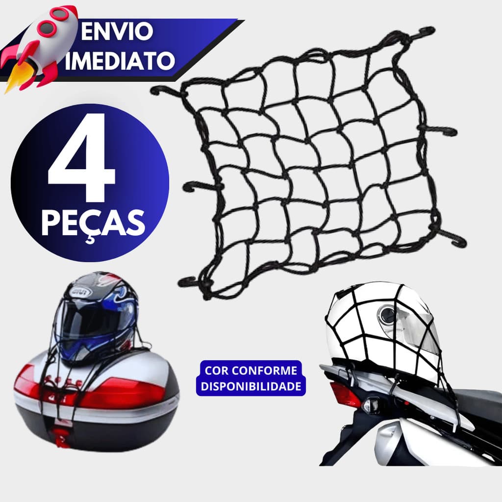 Kit 1/2/3/4 Redinha Elástica Aranha Moto 30×30 cm Carga Bagageiro Capacete