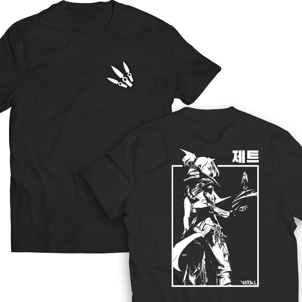 Camiseta Premium em Algodão Puro Camiseta Valorant Jett Frente e Costas T-shirt FPS Unissex Alternative