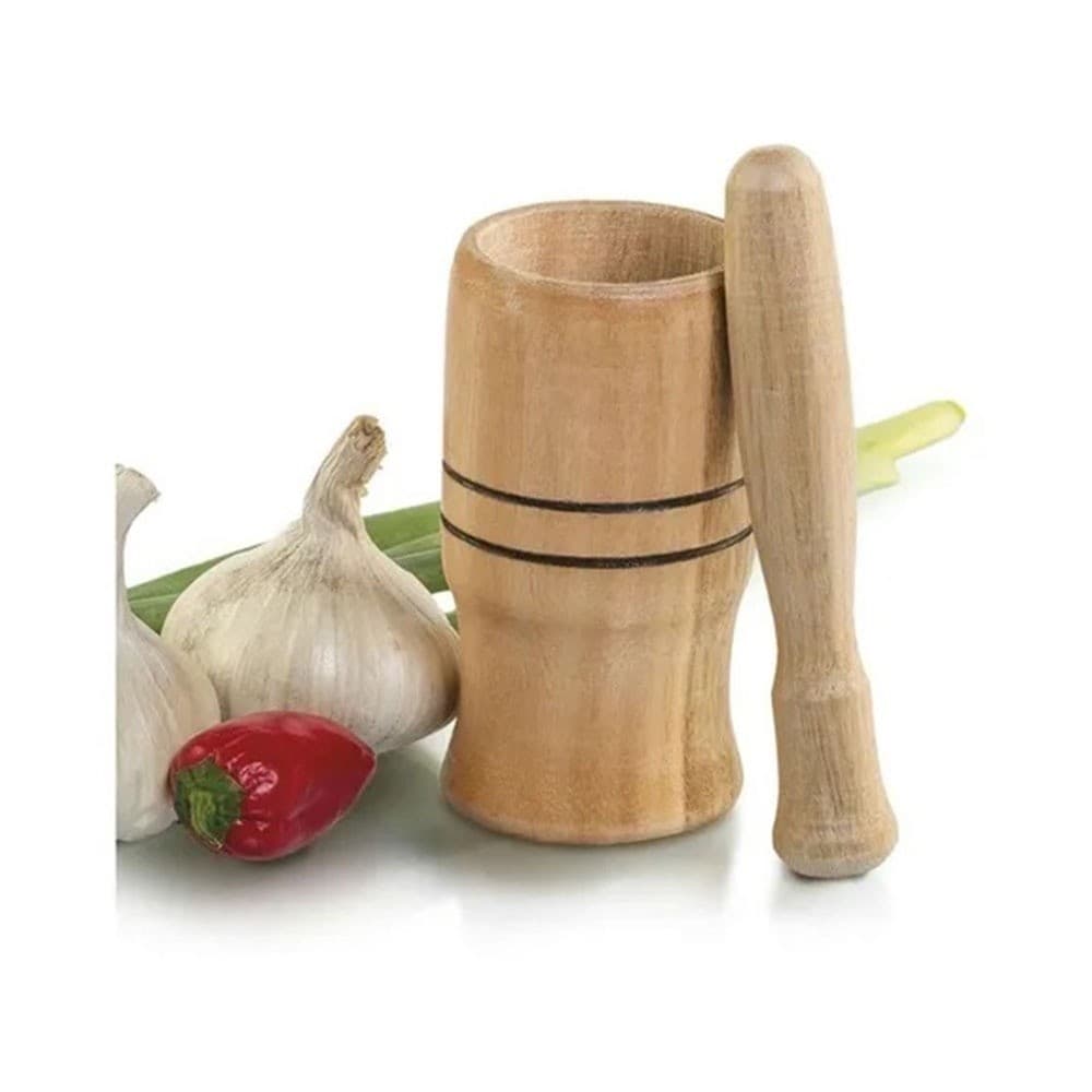 Pilão com Socador em Madeira 10cm Multiuso Art Cozinha