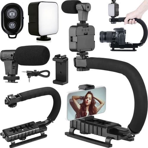 Estabilizador Para Câmera Dslr Celular iPhone Luz Microfone BHK RS