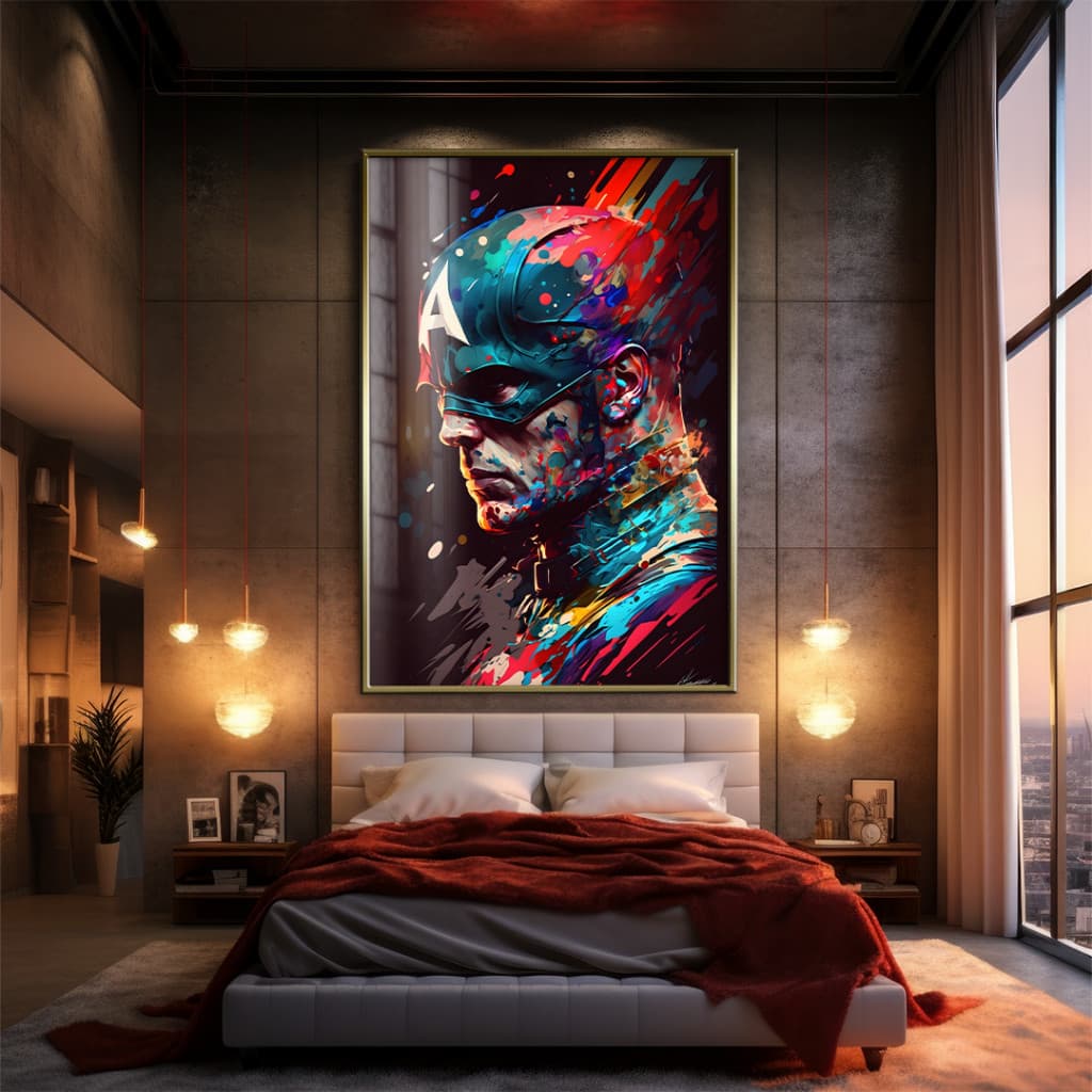Quadro Decorativo GRANDE Alta Resolução Para Sala Quarto Escritório Quadro Capitão America