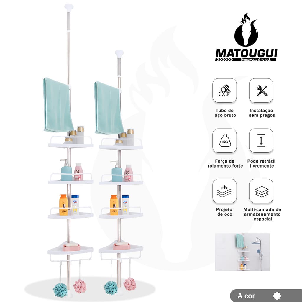 Matougui Suporte de Banheiro 4 Prateleiras Suporte Para Parede Banheiro Cozinha lavanderia
