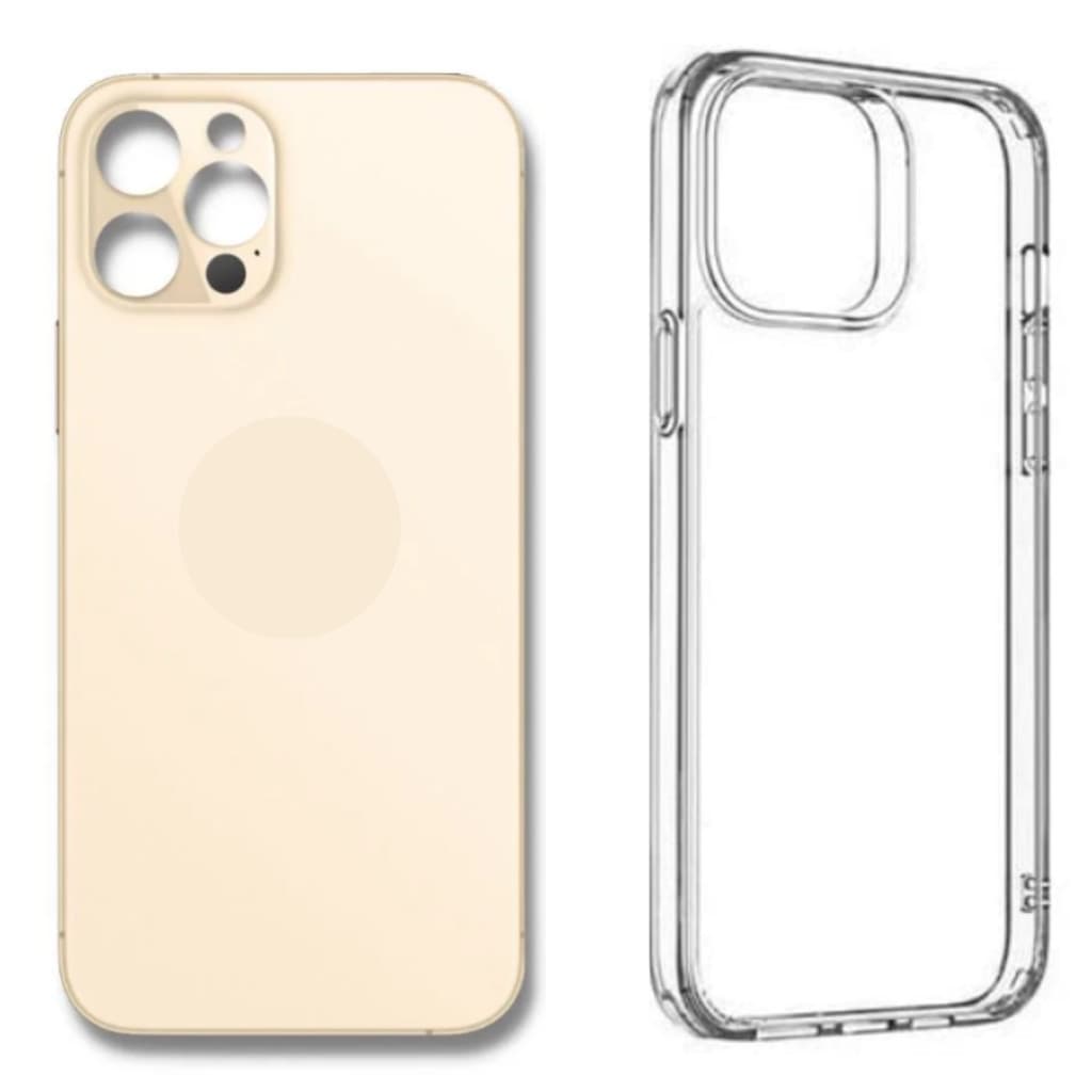 Tampa Traseira Para iPhone 12 Pro Max Dourado + Capa + Película