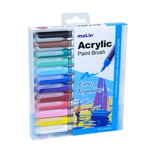 Marcador Acrylic Brush c/12und Cores Vivas MOLIN