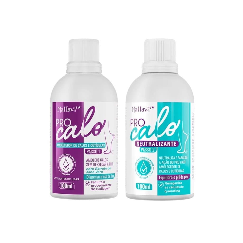 Kit SPA dos Pés Pro Calo Amolecedor de Calos e Cutículas 100ml e Neutralizante 100ml Mahav
