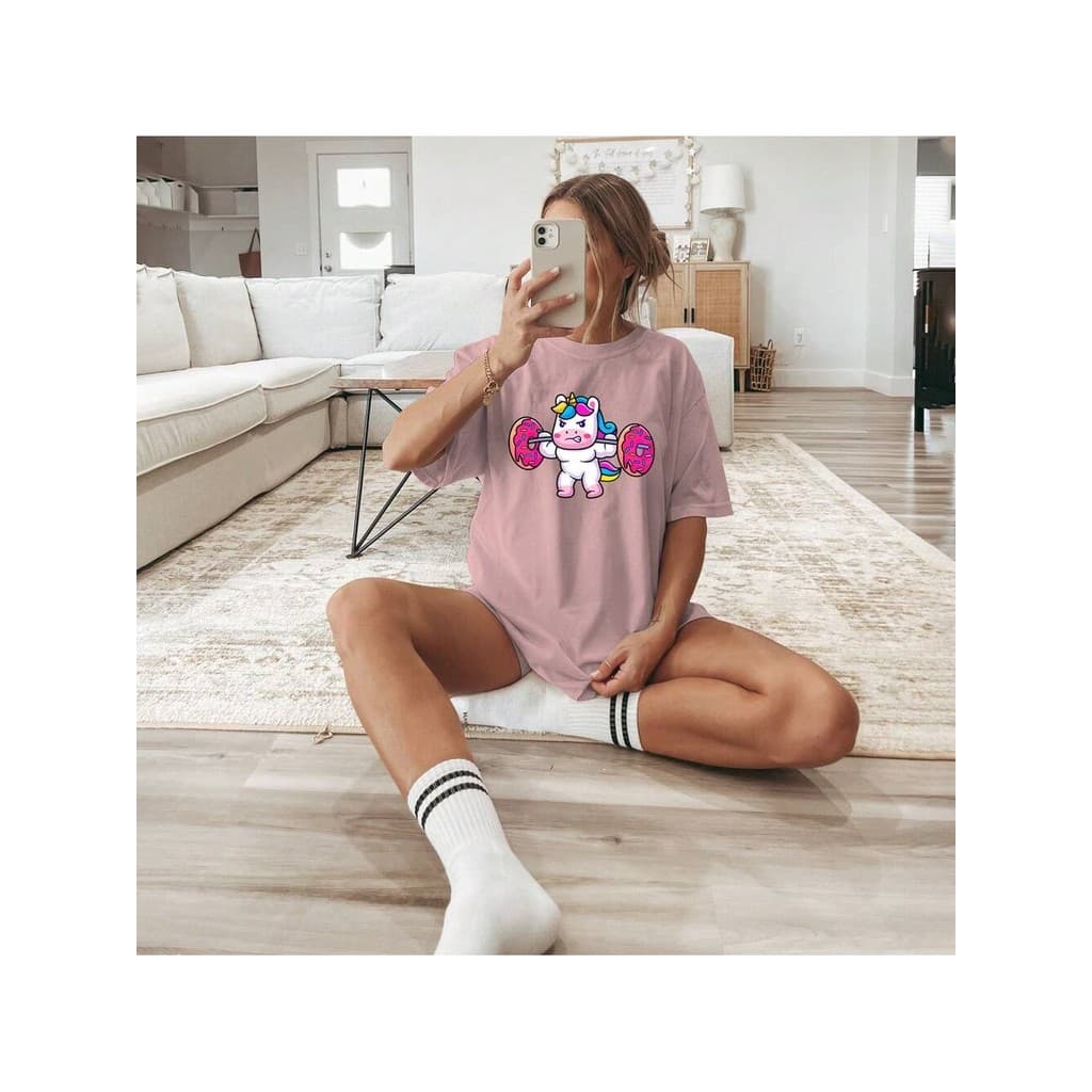 Camiseta Feminina Oversized Unicornio Treino Academia Blusa 100% algodão